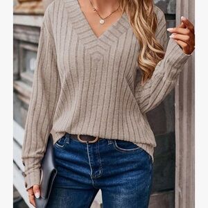 Chic Nation Beige V-Neck top